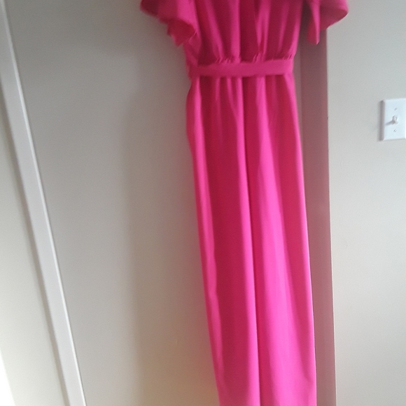 Hot pink  belted jump suit, with wide legs - Picture 2 of 4